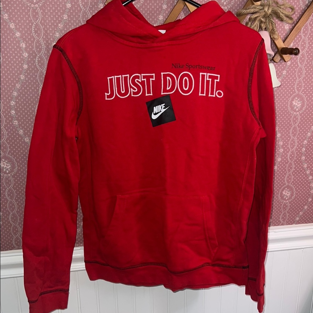 Nike Red Hoodie with 'Just Do It' Slogan